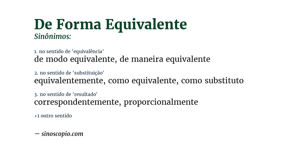 Sinônimo de de forma equivalente
