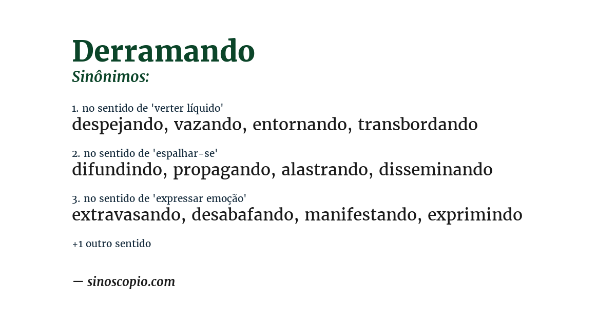 Sinônimo de derramando