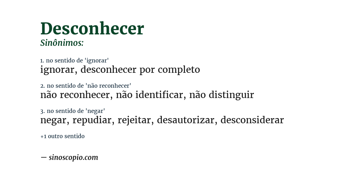 Sinônimo de desconhecer