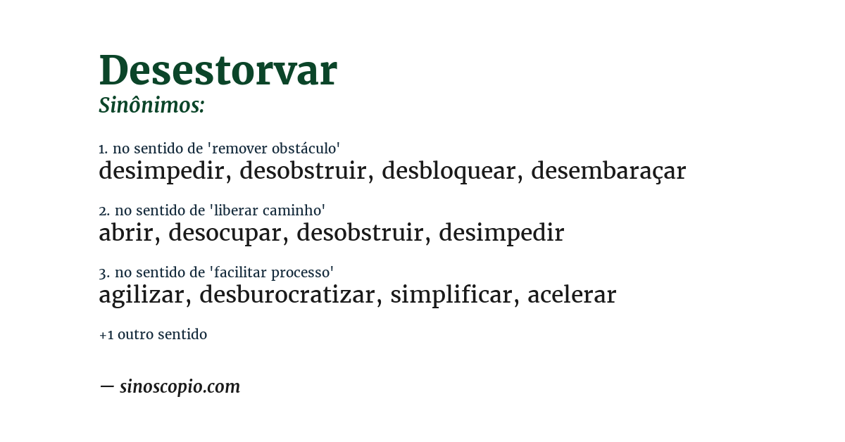 Sinônimo de desestorvar