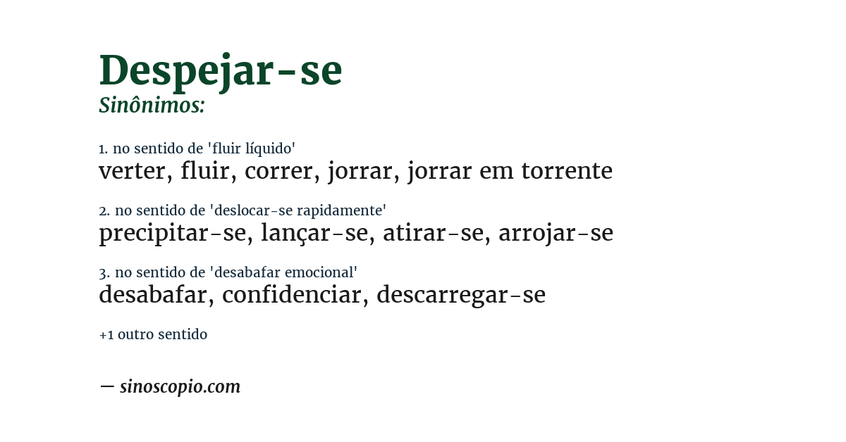 Sinônimo de despejar-se