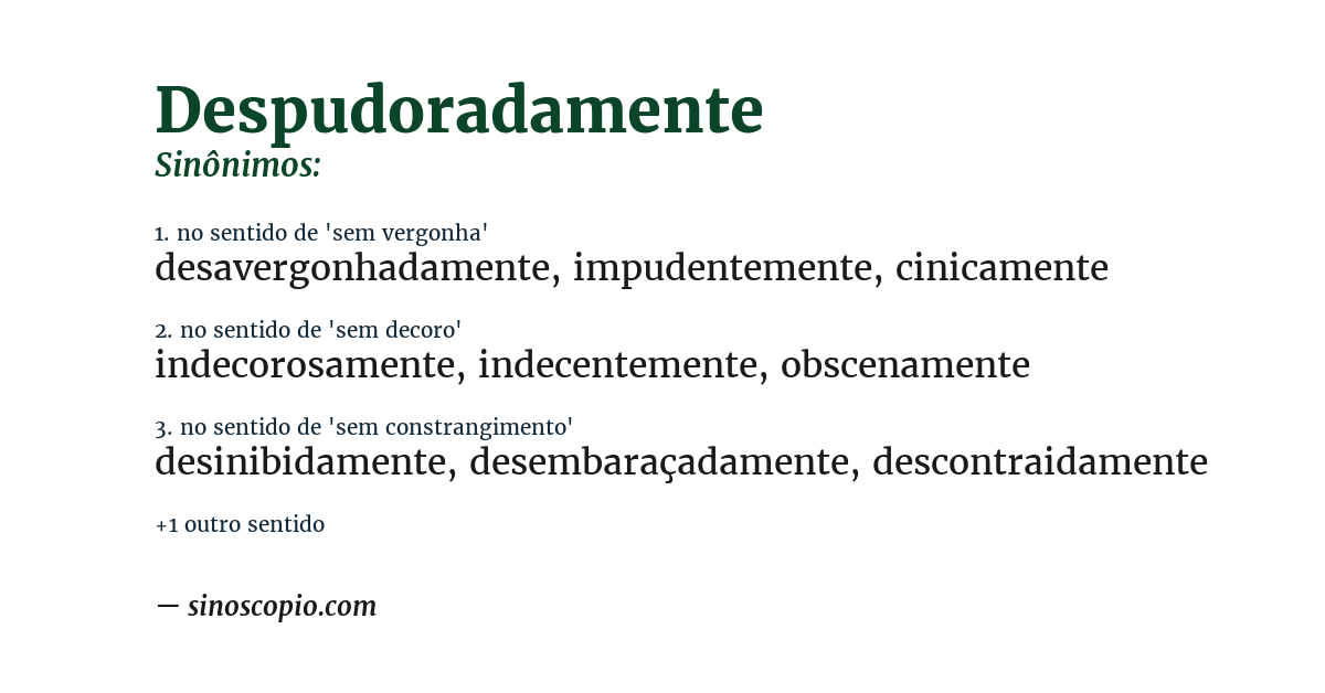 Sinônimo de despudoradamente