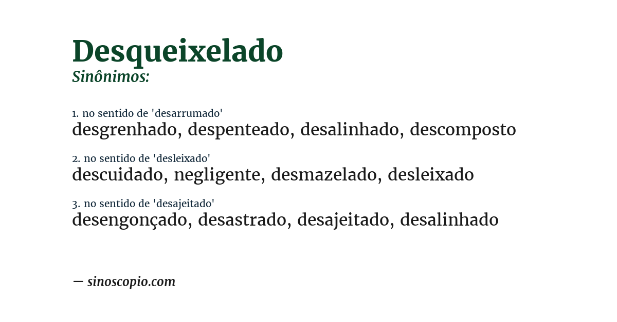 Sinônimo de desqueixelado
