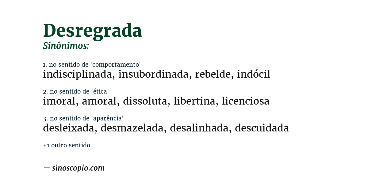 Sinônimo de desregrada