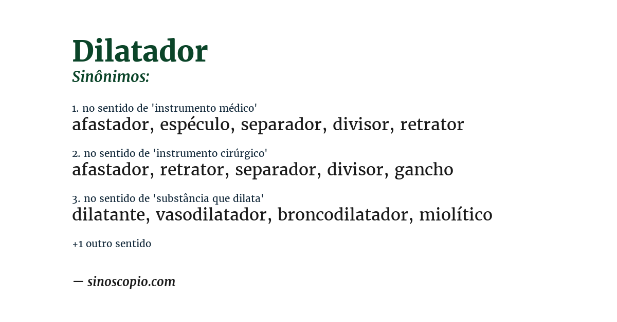 Sinônimo de dilatador