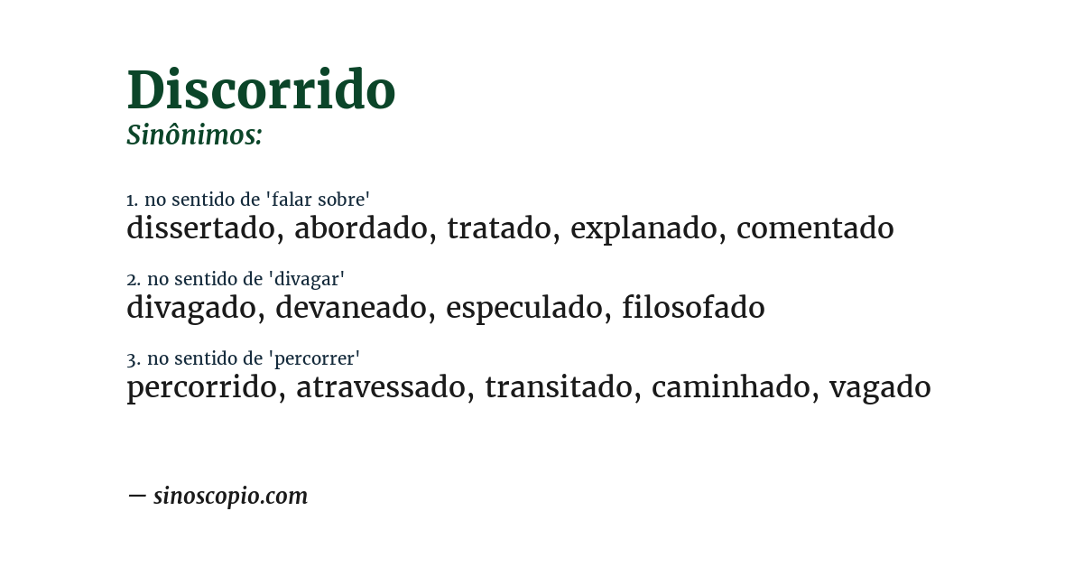Sinônimo de discorrido