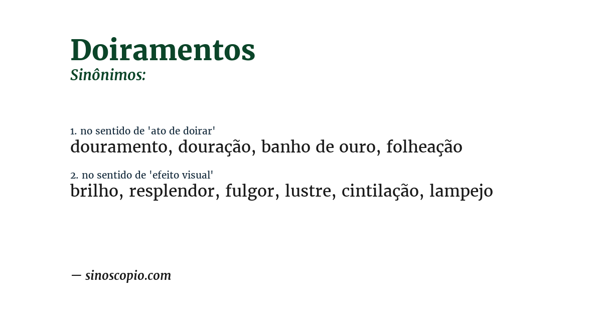Sinônimo de doiramentos