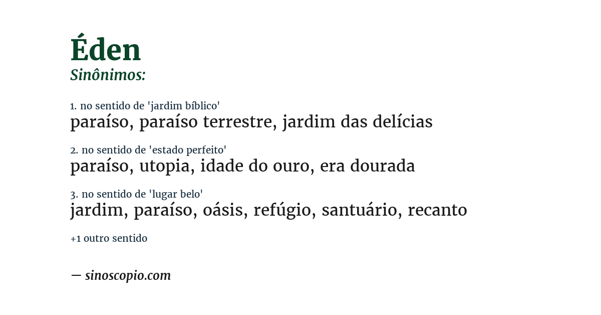 Sinônimo de éden