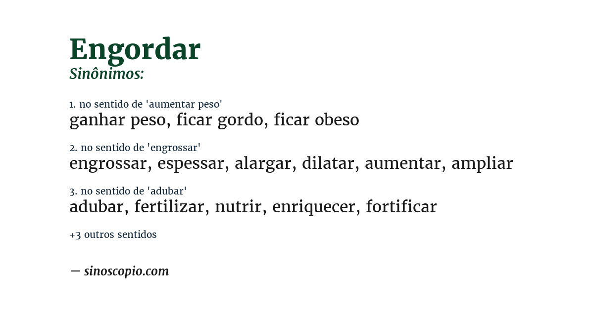 Sinônimo de engordar