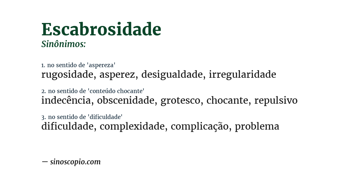 Sinônimo de escabrosidade