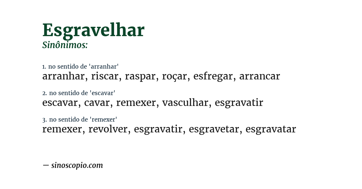 Sinônimo de esgravelhar