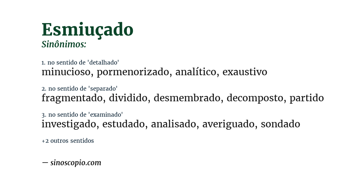 Sinônimo de esmiuçado