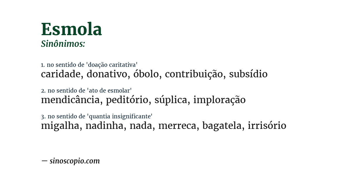 Sinônimo de esmola