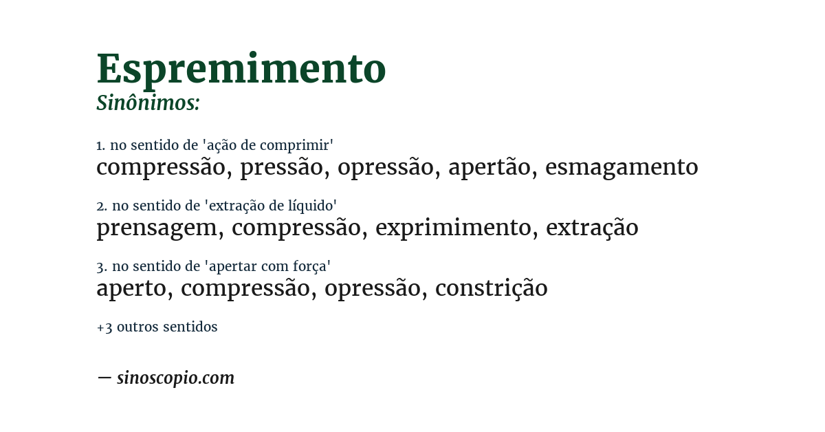 Sinônimo de espremimento