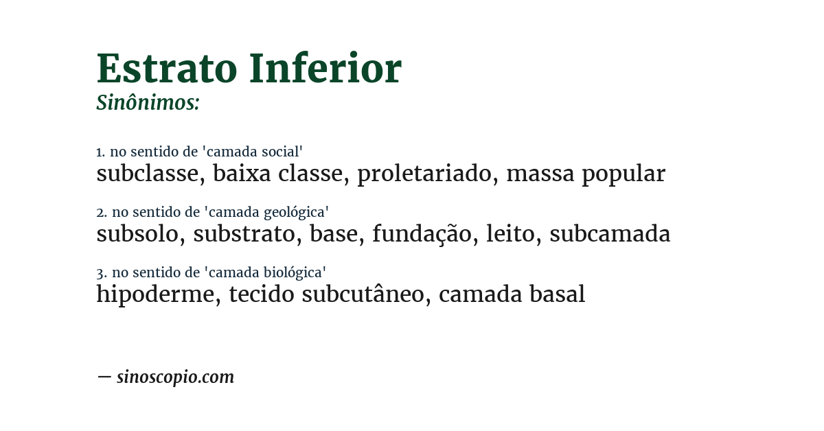 Sinônimo de estrato inferior