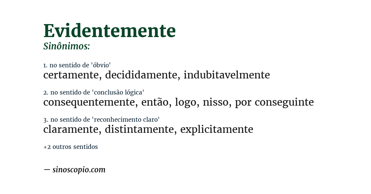 Sinônimo de evidentemente