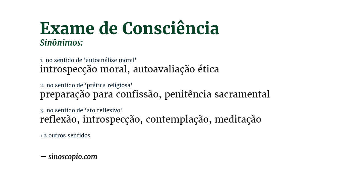 Sinônimo de exame de consciência