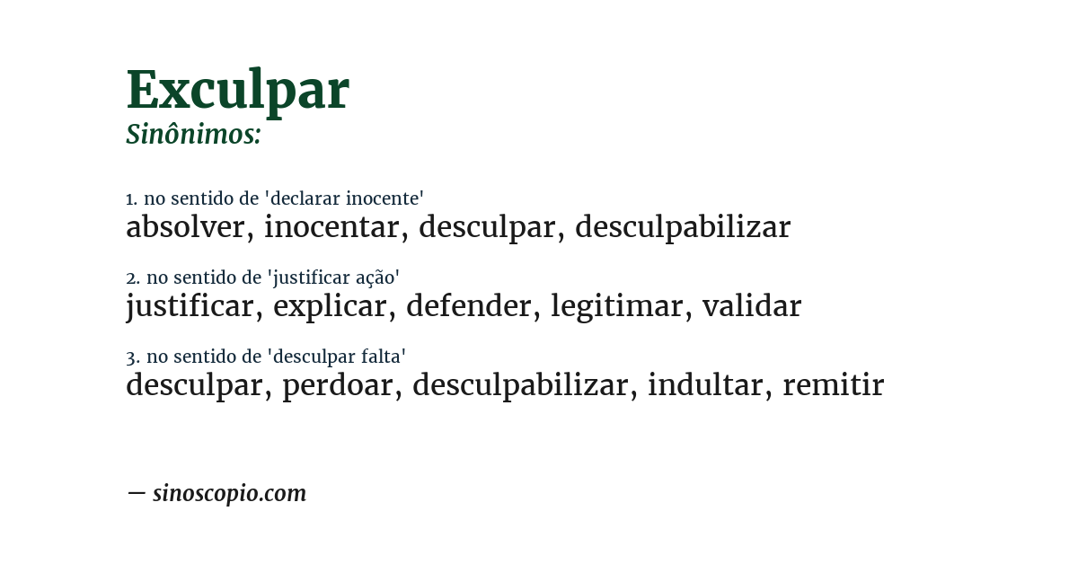 Sinônimo de exculpar