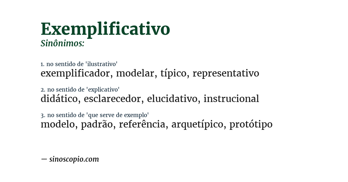 Sinônimo de exemplificativo