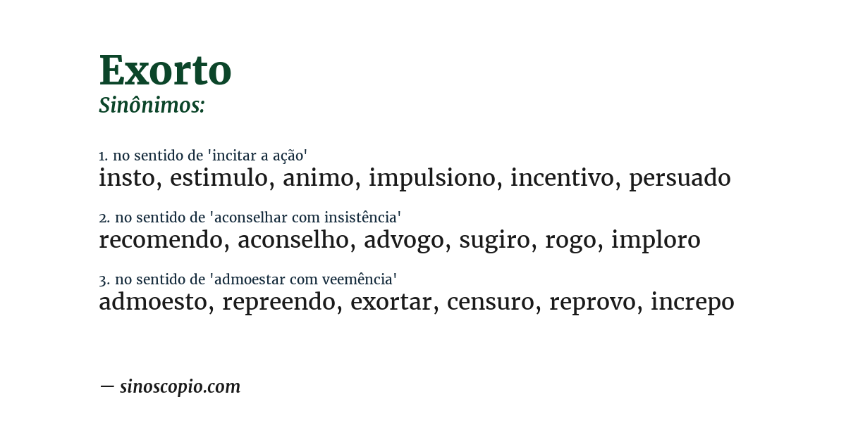 Sinônimo de exorto