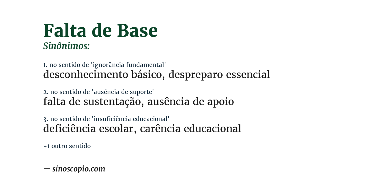 Sinônimo de falta de base