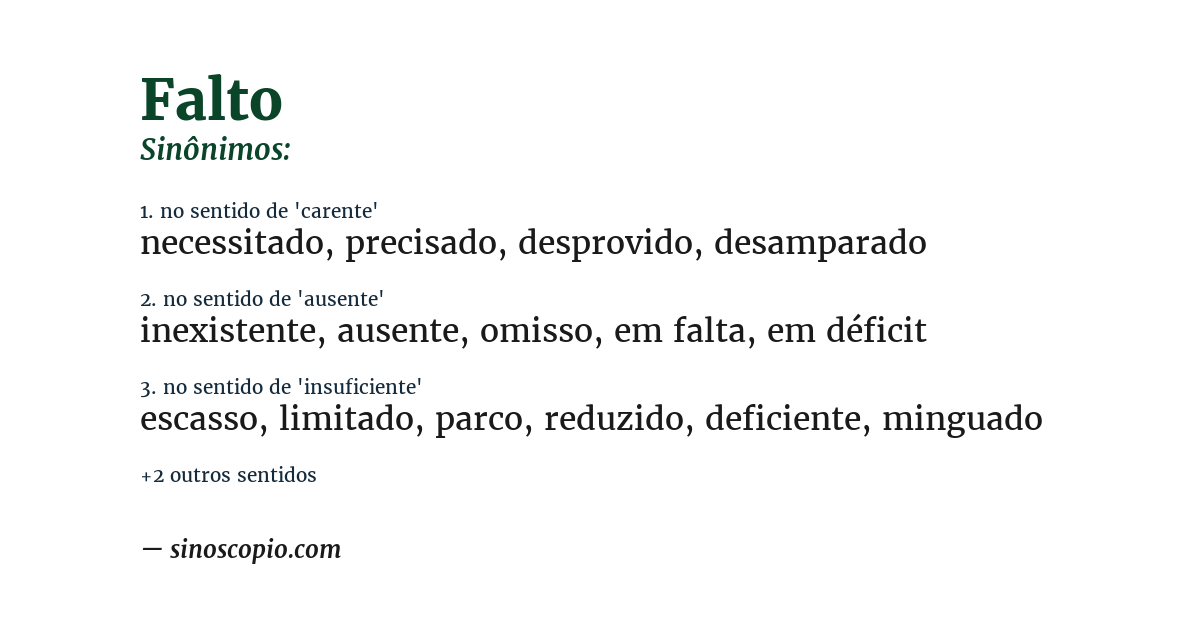 Sinônimo de falto