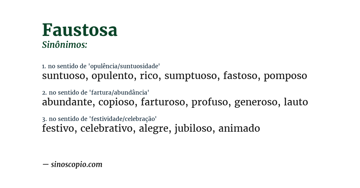 Sinônimo de faustosa