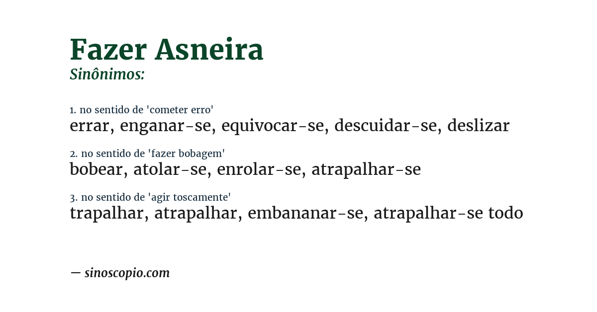 Sinônimo de fazer asneira