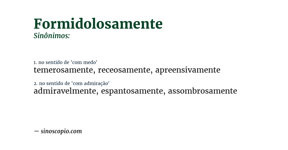 Sinônimo de formidolosamente