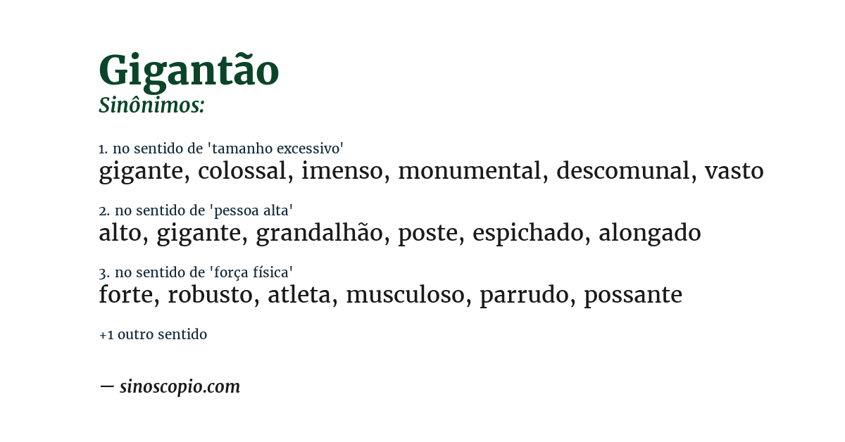 Sinônimo de gigantão