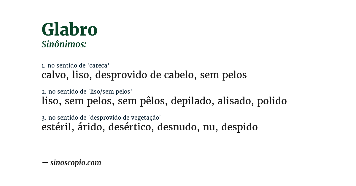 Sinônimo de glabro