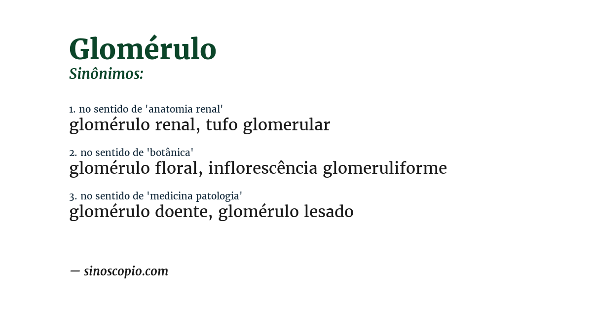 Sinônimo de glomérulo