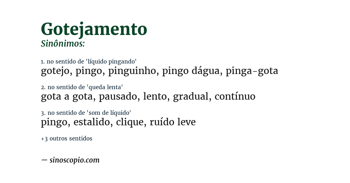 Sinônimo de gotejamento