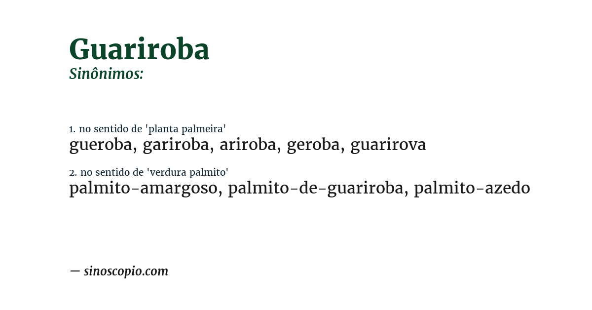 Sinônimo de guariroba