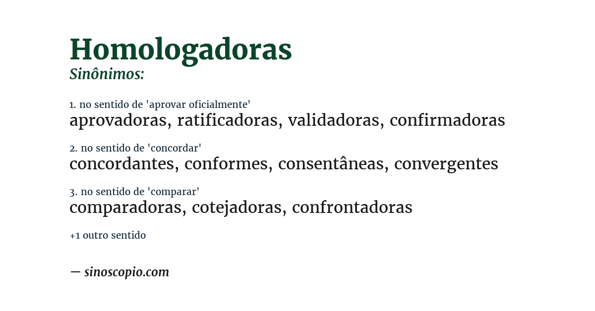 Sinônimo de homologadoras