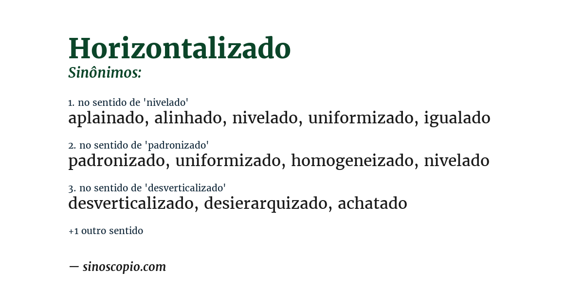 Sinônimo de horizontalizado