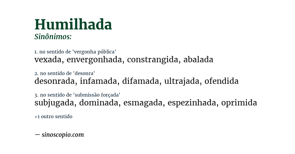 Sinônimo de humilhada