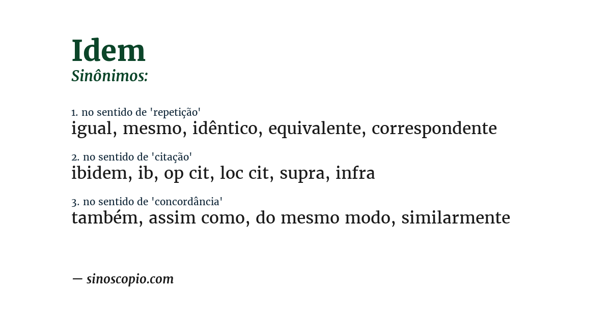 Sinônimo de idem