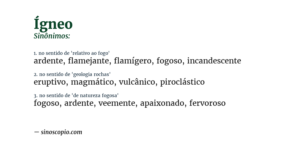 Sinônimo de ígneo