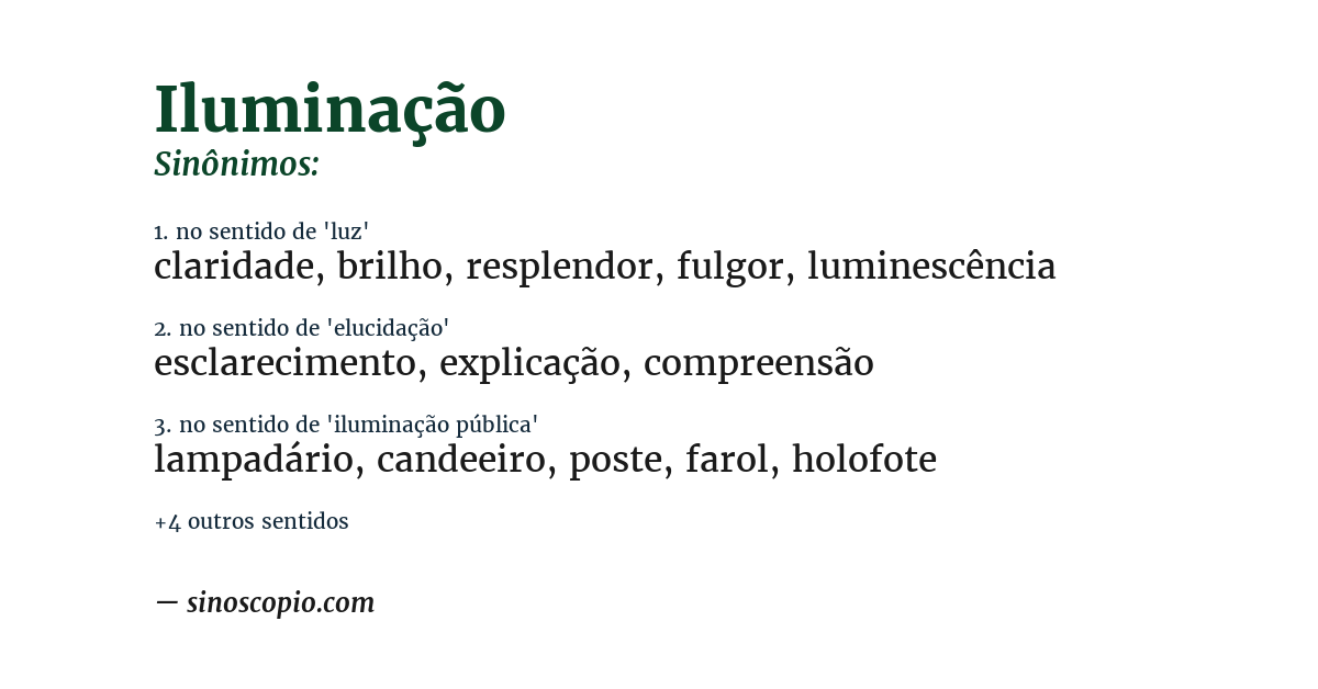 Sinônimo de iluminação