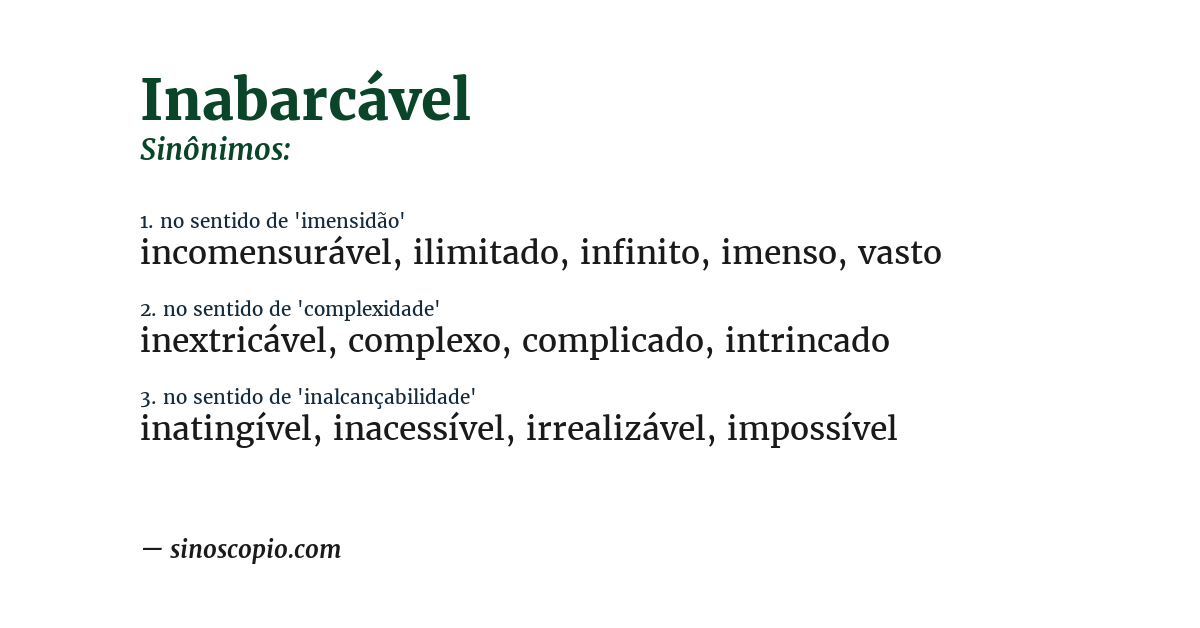 Sinônimo de inabarcável