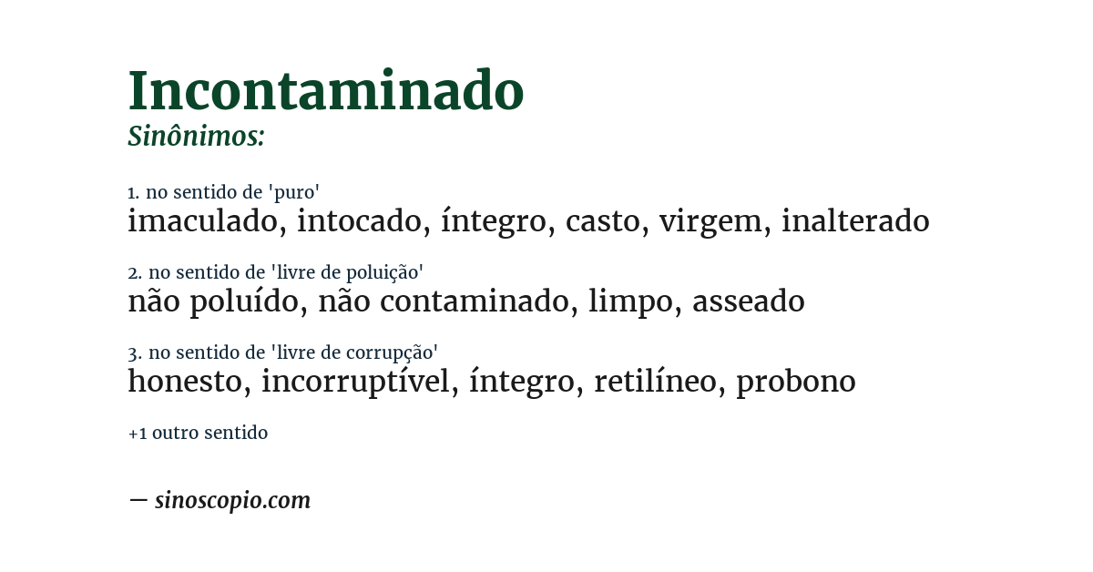 Sinônimo de incontaminado
