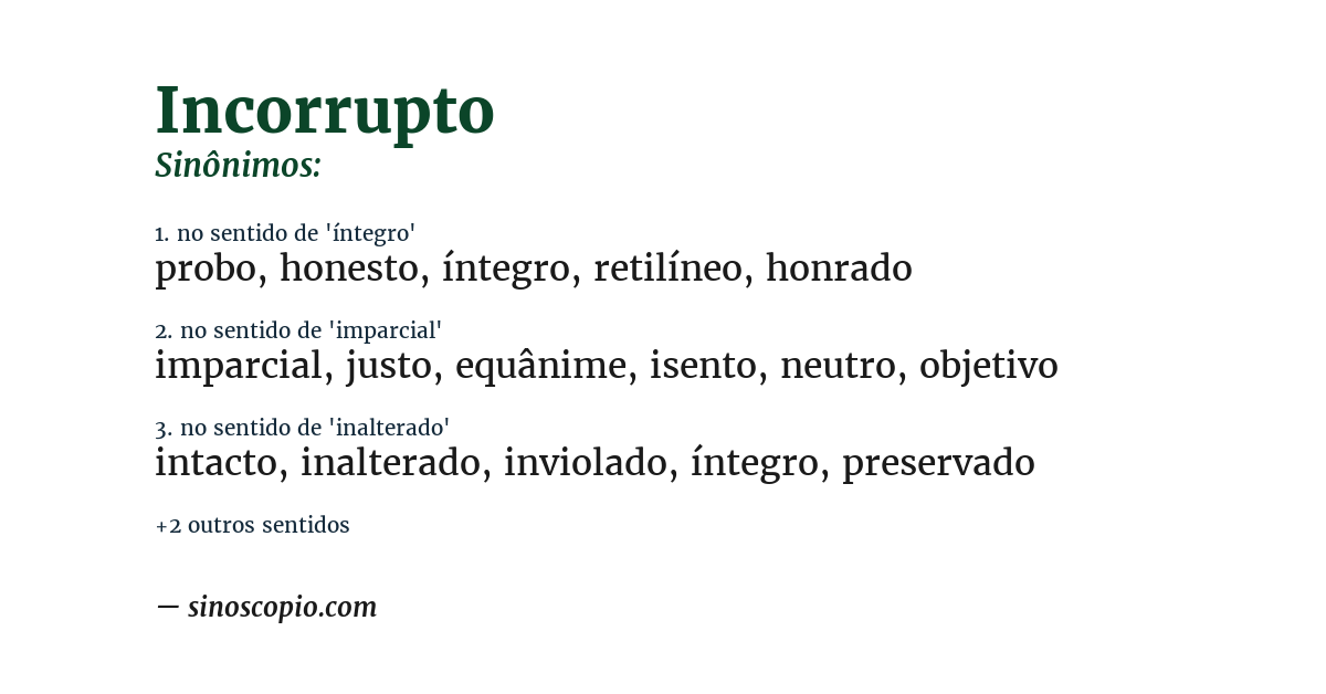 Sinônimo de incorrupto