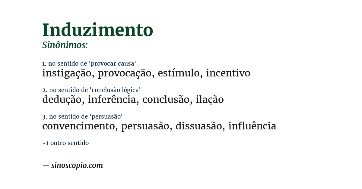 Sinônimo de induzimento