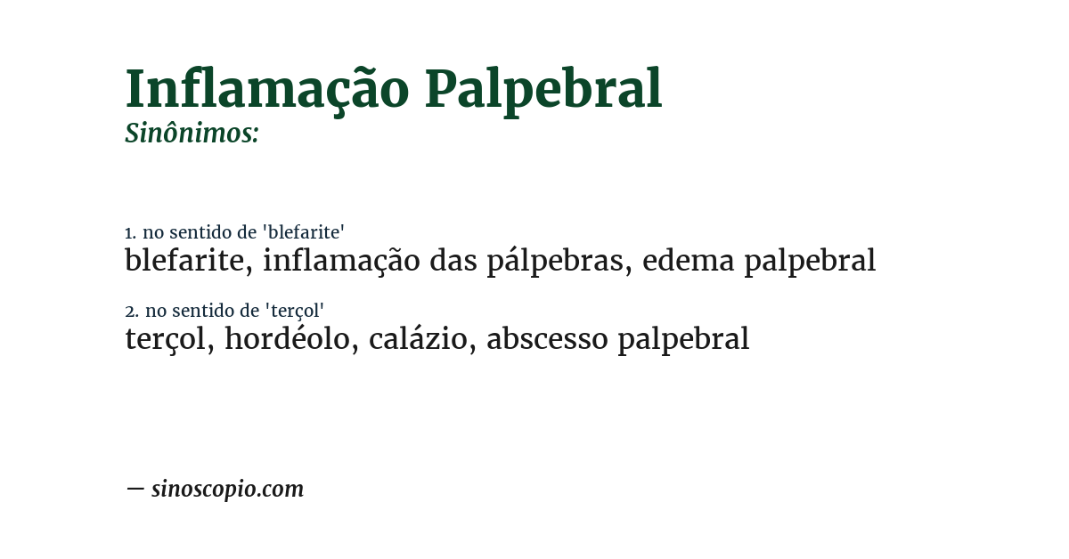 Sinônimo de inflamação palpebral