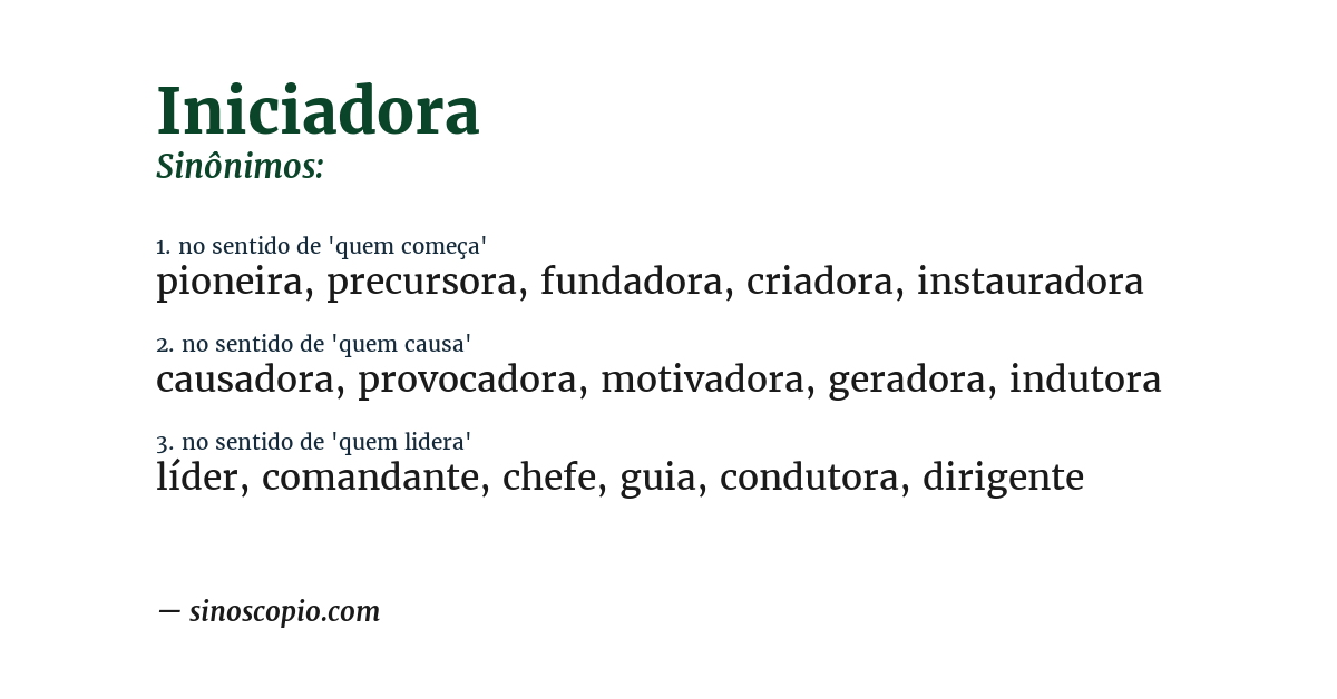 Sinônimo de iniciadora