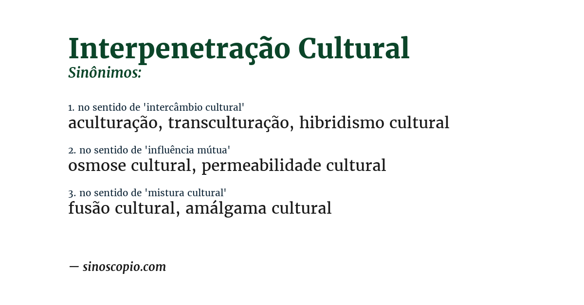 Sinônimo de interpenetração cultural