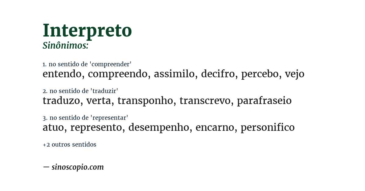 Sinônimo de interpreto