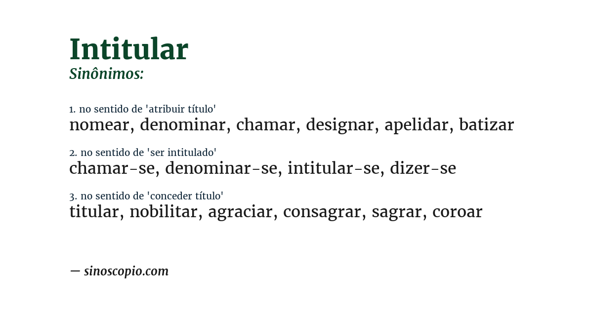 Sinônimo de intitular
