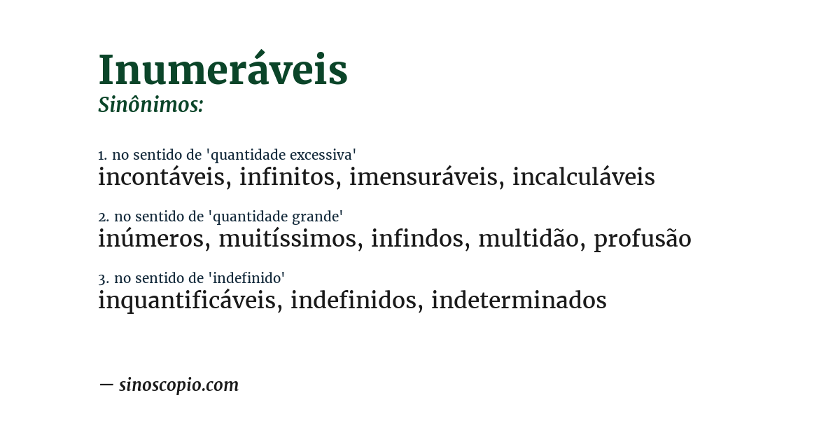 Sinônimo de inumeráveis